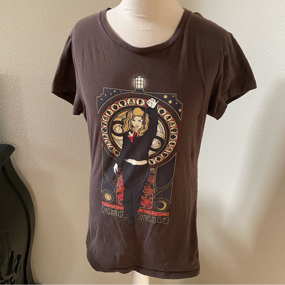 Doctor Who Bad Wolf Graphic Shirt Brown size Small